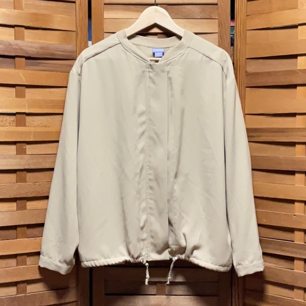 Laura Scott Tan Jacket Women L Coat Polyester Zipper Closure Waist Cinch